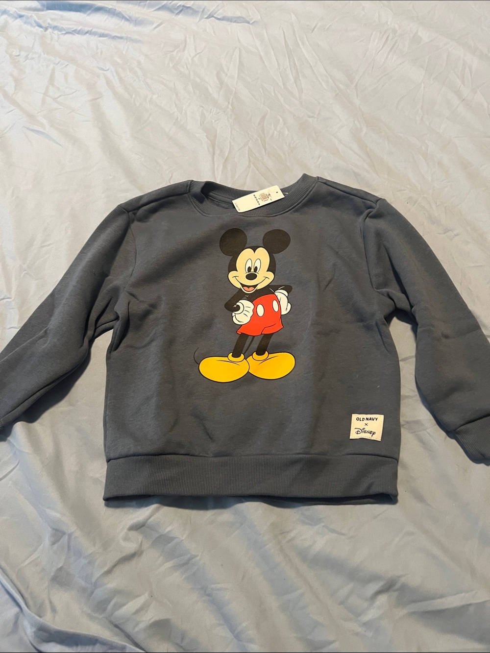 Old Navy Charcoal Mickey Mouse Sweatshirt with Red and Yellow Print